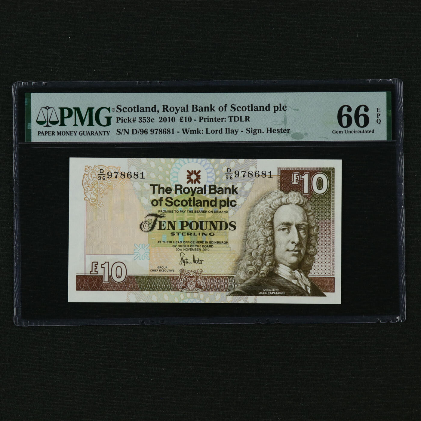 【亘邦集藏】第210期拍卖 2010年 苏格兰10镑 PMG 66EPQ D/96 978681