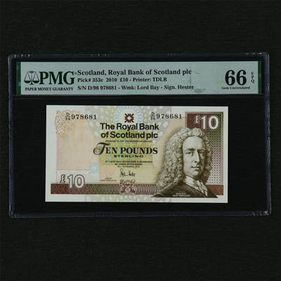 【亘邦集藏】第210期拍卖 - 2010年 苏格兰10镑 PMG 66EPQ D/96 978681