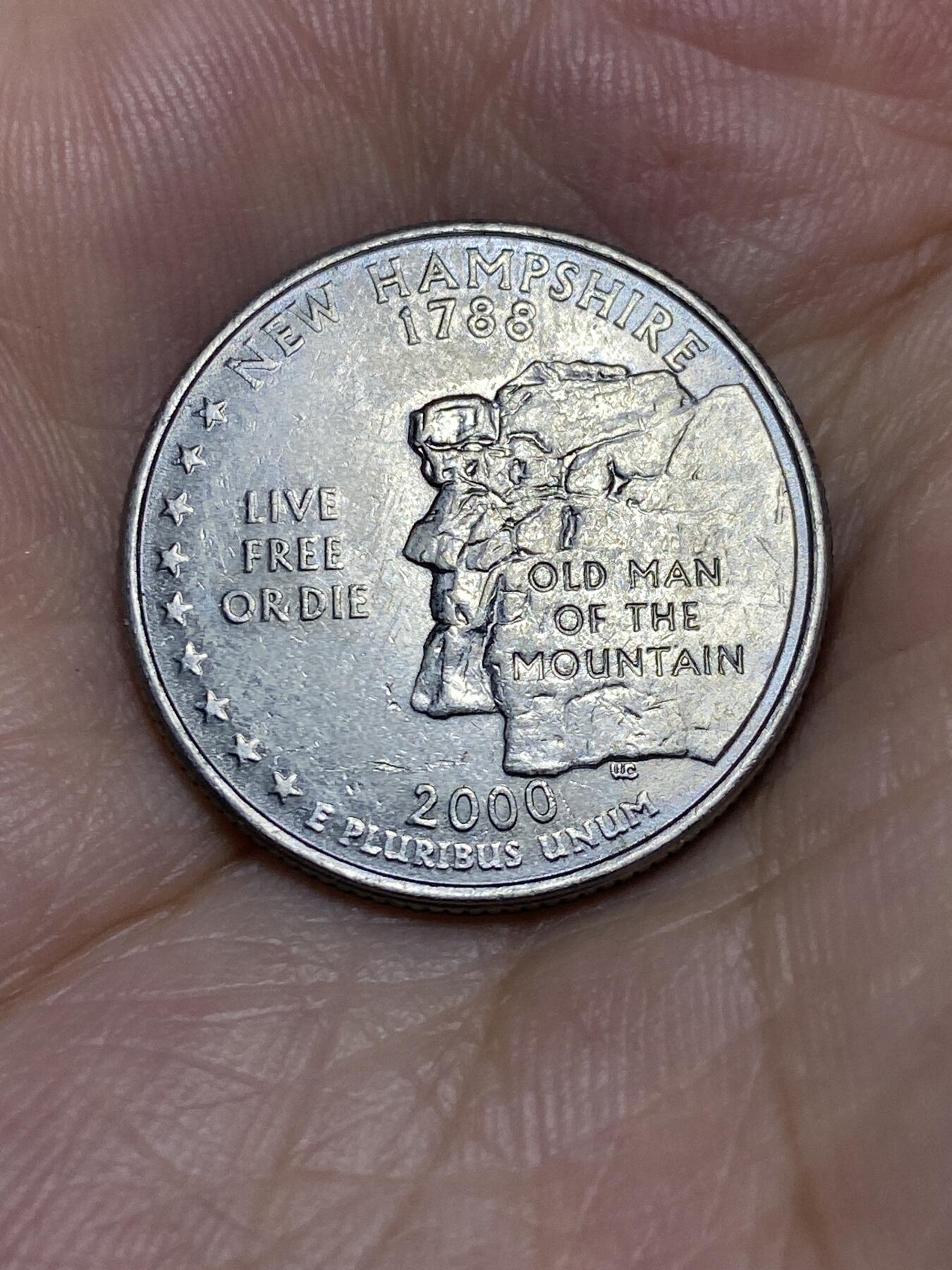 2025年第七十一场(总第九十七场）外国好品散币(免佣金) 好品–美国🇺🇸2000单年份1/4元(州系列–新罕布尔什州纪念币)