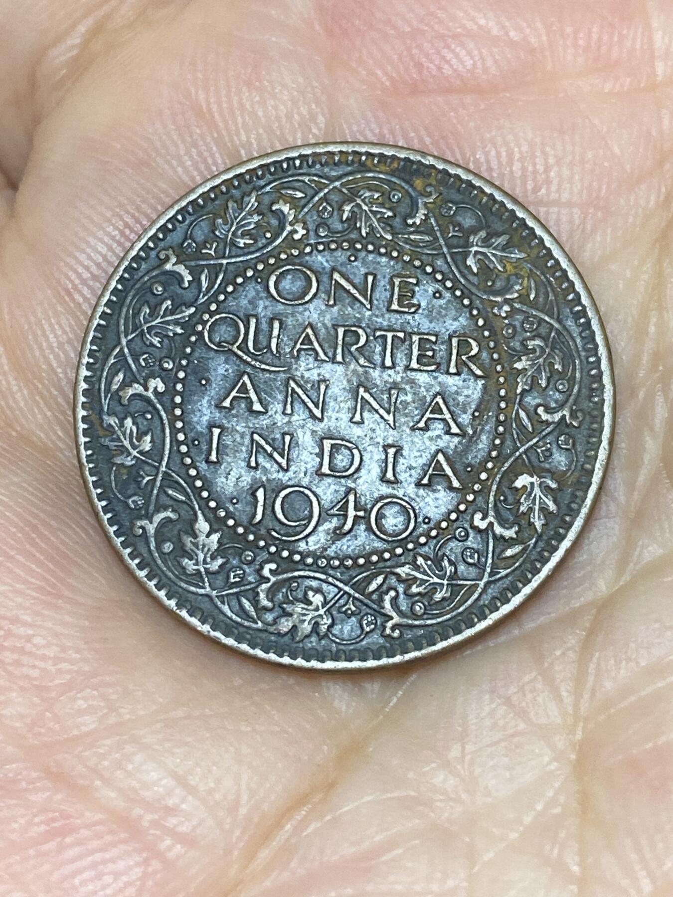 2025年第七十一场(总第九十七场）外国好品散币(免佣金) 印度🇮🇳1940年1/4安娜(乔治六世时期第三版，B版one上带点，孟买造)