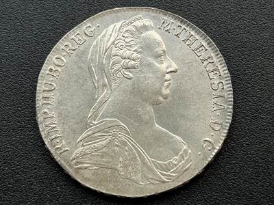 咖啡豆•收藏 2025年Aug_2nd世界各国套币拍卖 - 奥匈帝国 1780年 1泰勒 非后铸 大奶妈银币 外国硬币