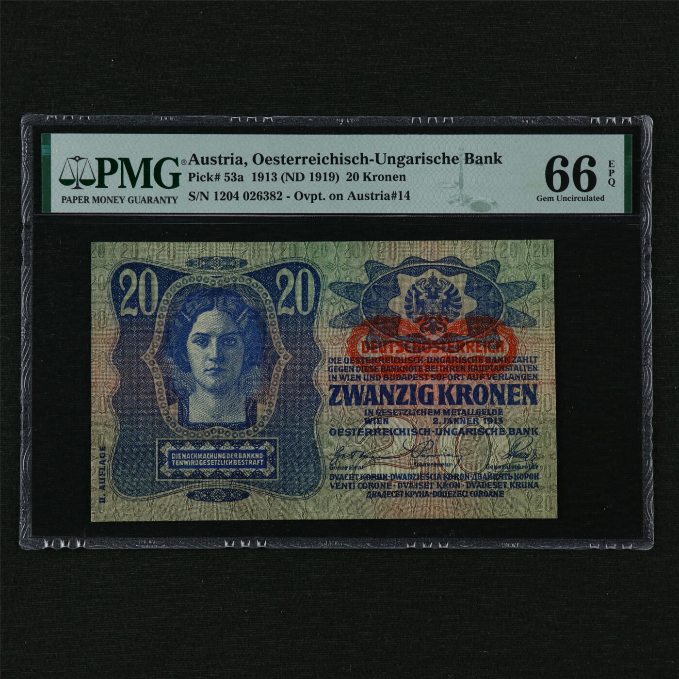 【亘邦集藏】第210期拍卖 1913年 奥地利20克朗 PMG 66EPQ 1204 026382
