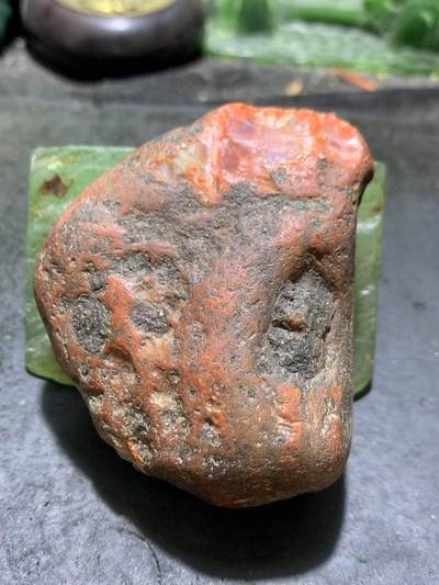 精美冰飘红皮开窗料柿子红冻料南红玛瑙原石一颗， - 精美冰飘红皮开窗料柿子红冻料南红玛瑙原石一颗，