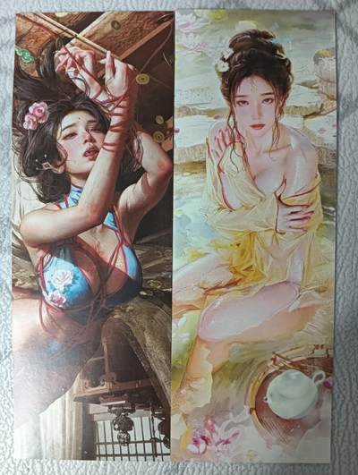 花开卡拍第32期（7月27号周日截拍，品控勿拍!!!拍品不寄存，运费5元，自制卡难免瑕疵，可能存在轻微撞角爆边等出厂瑕疵，品控介意勿拍！） - 焱卡 刷子 杜夫人&春梅 书签两张