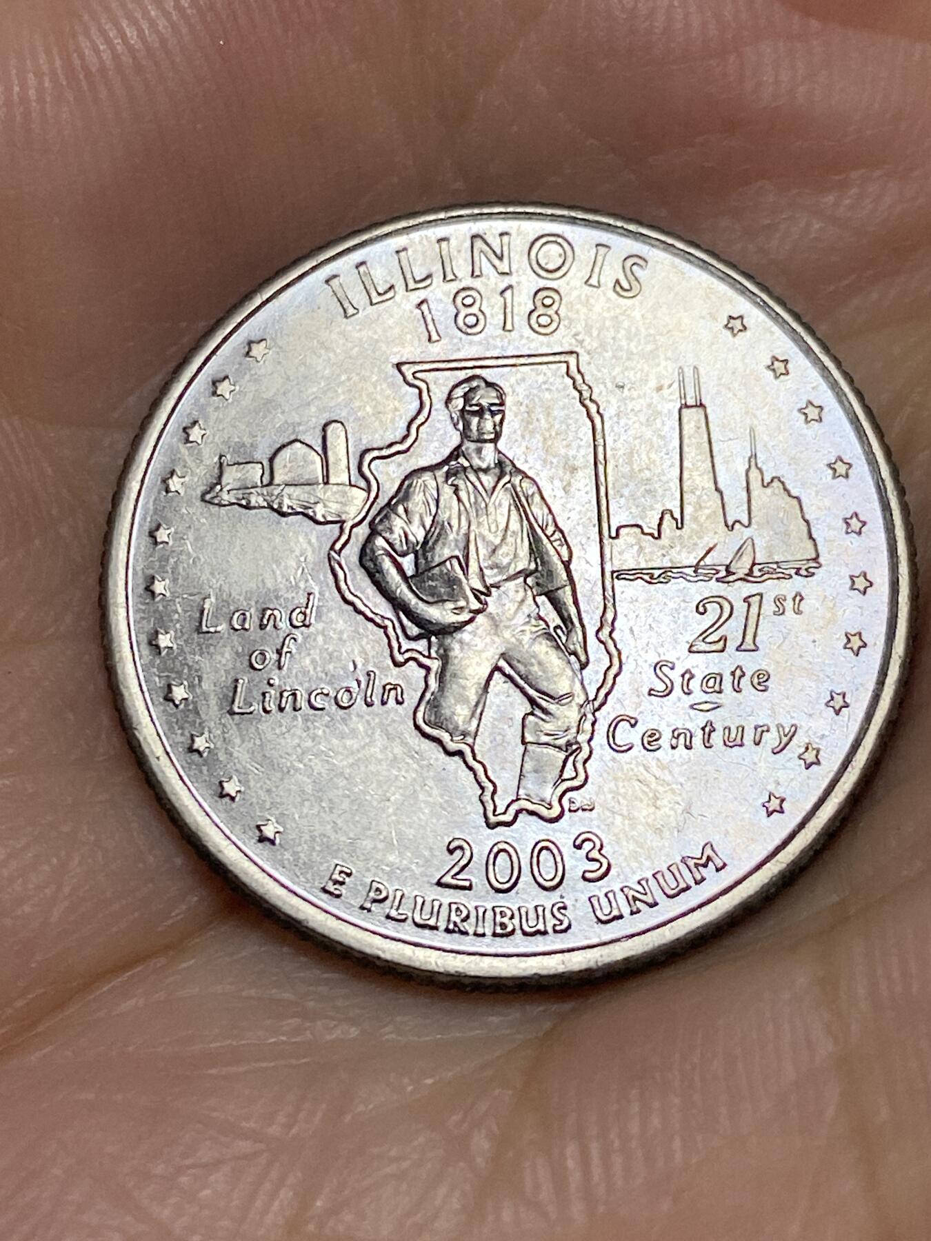 2025年第七十一场(总第九十七场）外国好品散币(免佣金) 好品–美国🇺🇸2003单年份1/4元(州系列–伊利诺伊州纪念币)