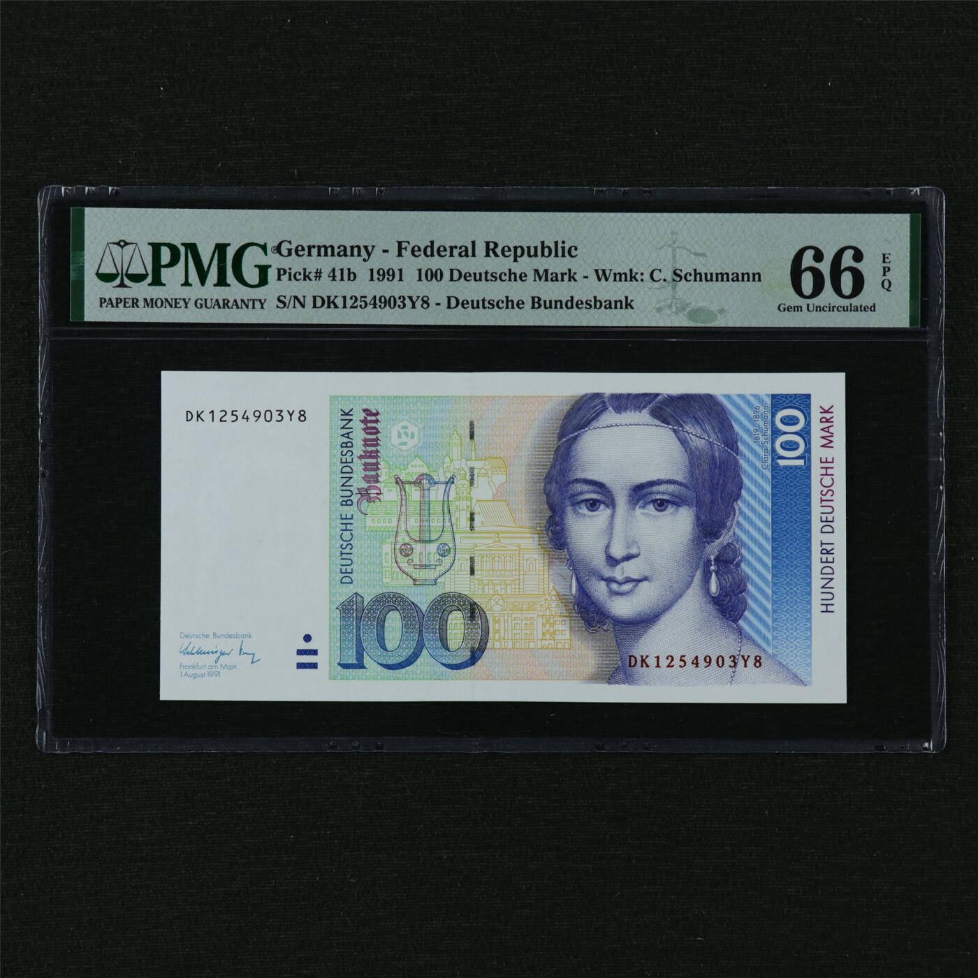 【亘邦集藏】第210期拍卖 1996年 德国100马克 PMG 66EPQ DK1254903Y8