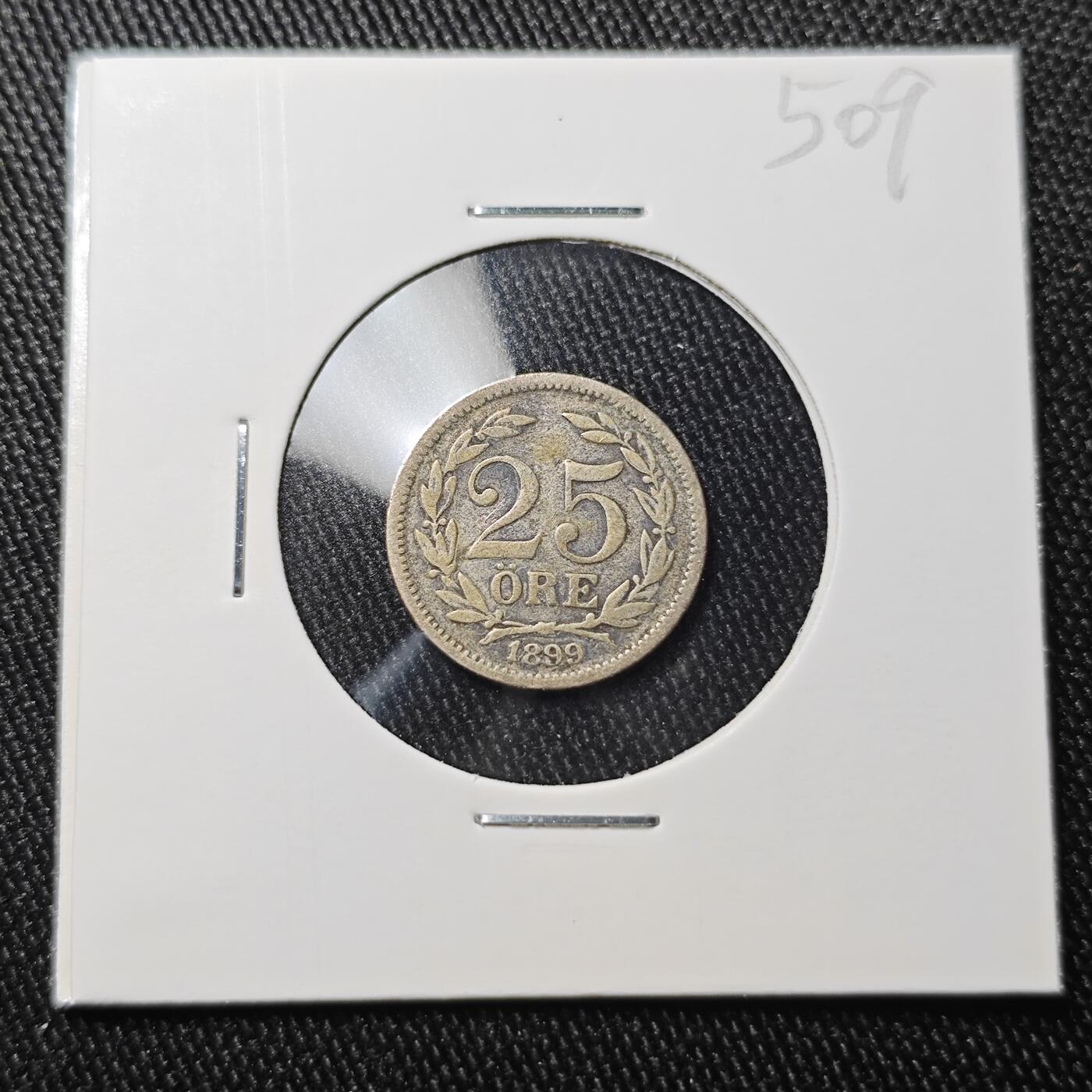 KK钱币收藏小铺 《批量/好品散币 套币 银币》专场 2月预留时间 周末发货  1899瑞典25欧尔银币