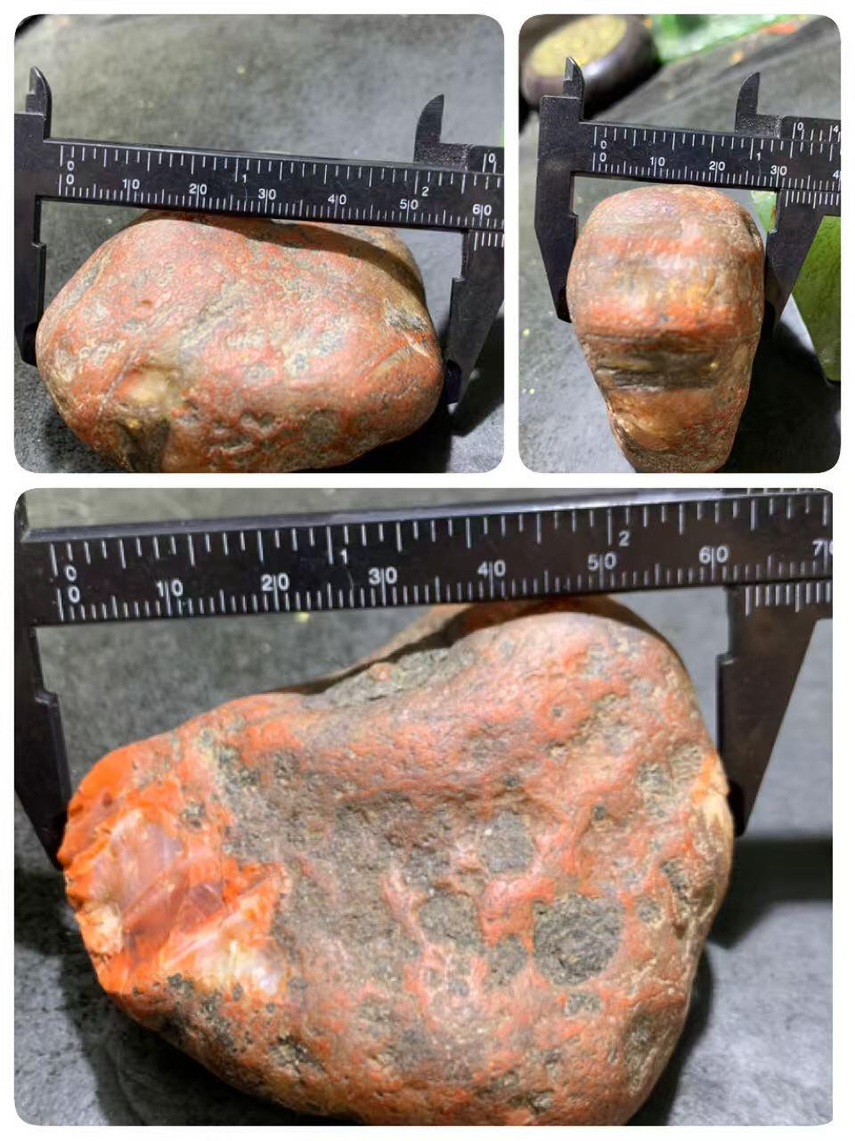 精美冰飘红皮开窗料柿子红冻料南红玛瑙原石一颗，