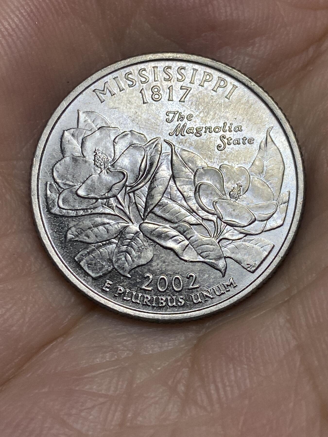 2025年第七十一场(总第九十七场）外国好品散币(免佣金) 好品–美国🇺🇸2002单年份1/4元(州系列–密西西比州纪念币)