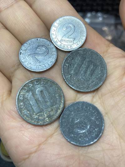 2025年第七十一场(总第九十七场）外国好品散币(免佣金) - 奥地利🇦🇹5枚：1950年、1954年2格罗申，5格罗申、1948年10格罗申