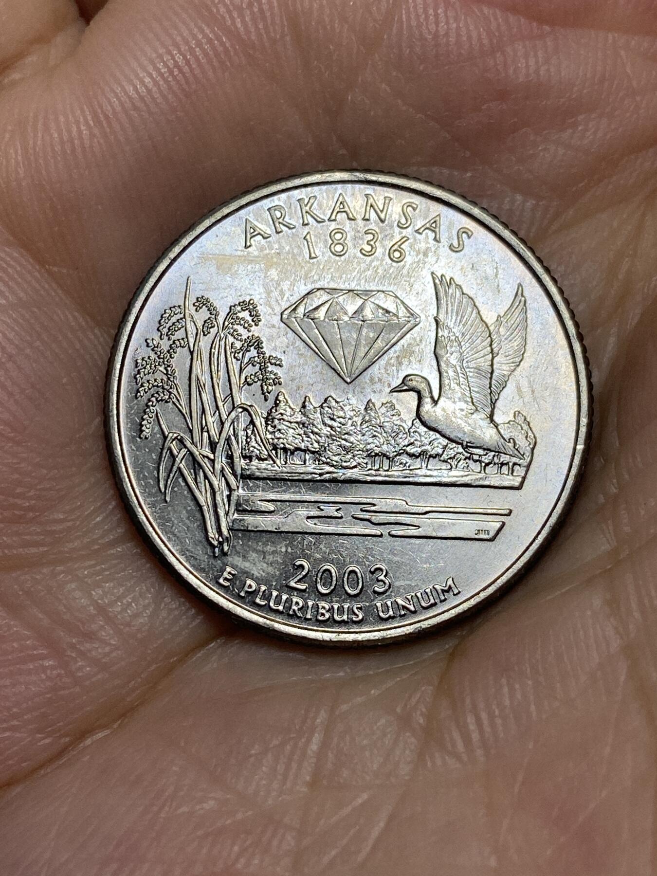 2025年第七十一场(总第九十七场）外国好品散币(免佣金) 好品–美国🇺🇸2003单年份1/4元(州系列–阿肯色州纪念币)