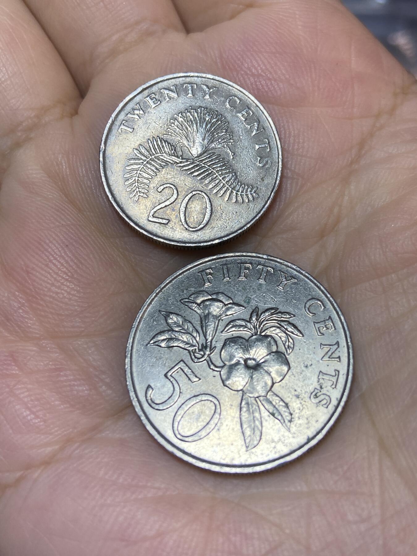 2025年第七十一场(总第九十七场）外国好品散币(免佣金) 新加坡🇸🇬2枚：1989年20分，1988年50分