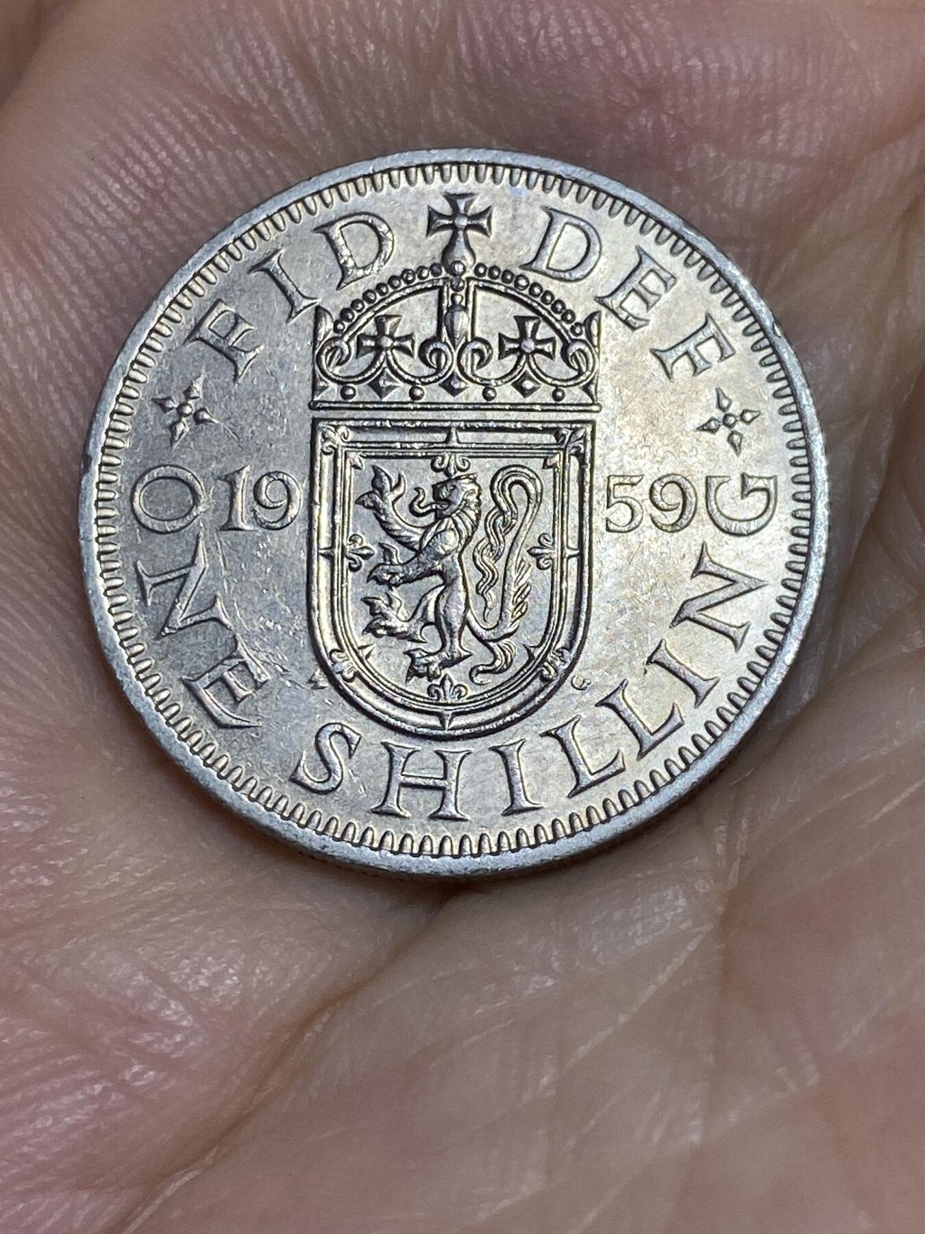 2025年第七十一场(总第九十七场）外国好品散币(免佣金) 特年–英国🇬🇧1959年1先令(伊丽莎白二世青年桂冠，苏格兰盾徽版)
