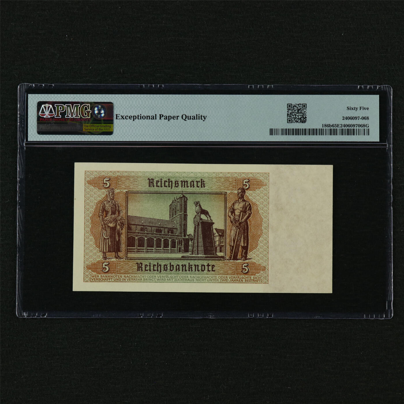 【亘邦集藏】第210期拍卖 1942年 德国5马克 PMG 65EPQ J13904820