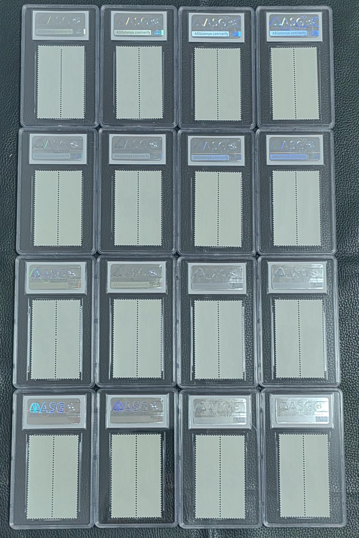洪涛臻品批发群 精选邮票限时拍卖第1055期  T44 齐白石（双联）十六枚大全套， ASG95高分，中盒无划痕   撕版送评(一次性出分)，非常难得。 双连入盒非常漂亮，95分大全套有较高的收藏价值和欣赏价值。 四大金刚之一 永远的经典品种。末图之前拍卖成交价做参考，注意抄底