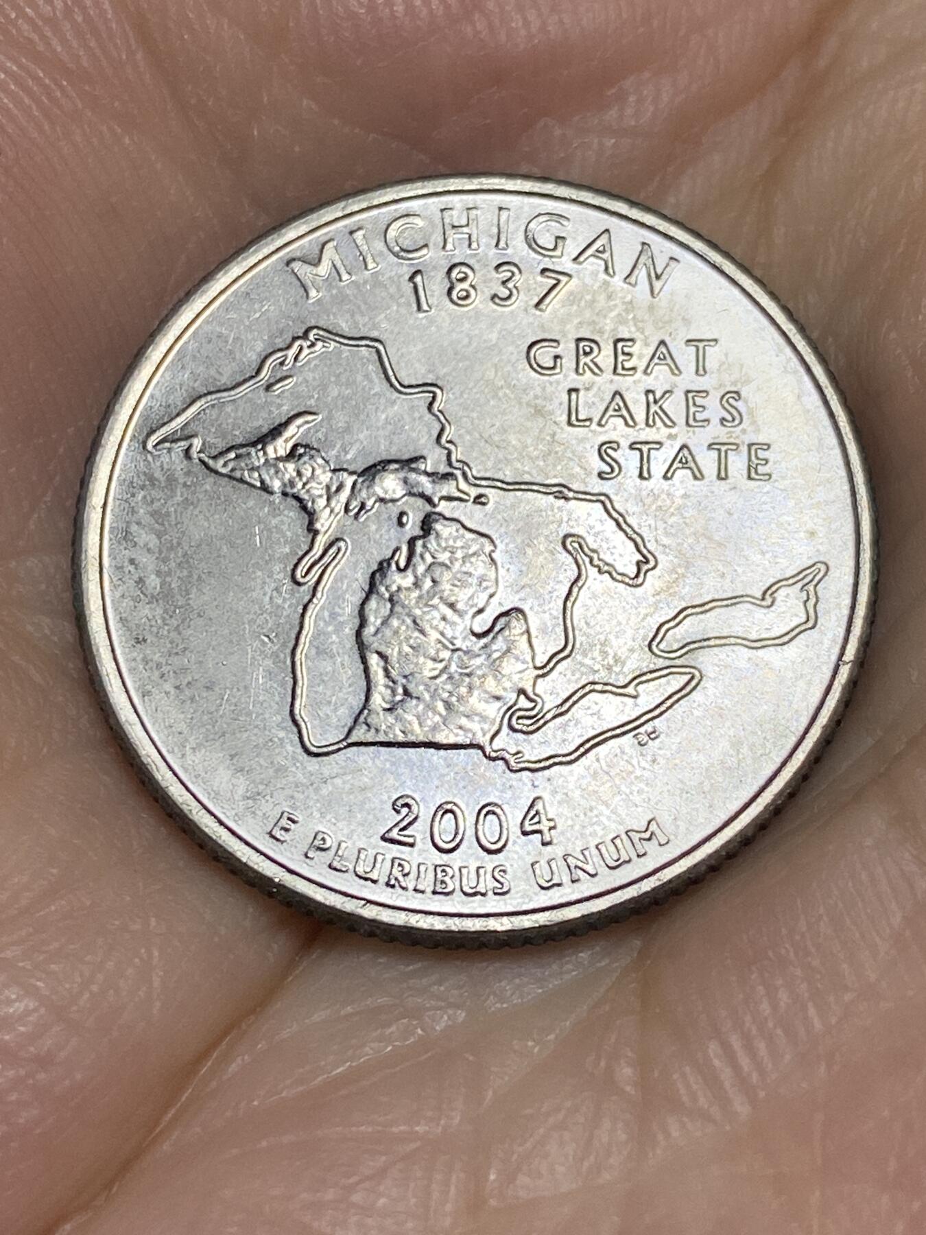 2025年第七十一场(总第九十七场）外国好品散币(免佣金) 好品–美国🇺🇸2004单年份1/4元(州系列–密歇根州纪念币)