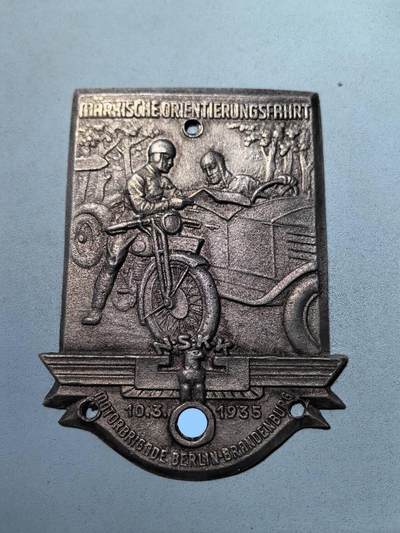 盛世勋华——号角文化勋章邮票专场拍卖第289期 - 德国（1939）NS运输团（NSKK）柏林-勃兰登堡摩托化旅1935年马尔基施定向赛纪念章牌 大尺寸 极为少见