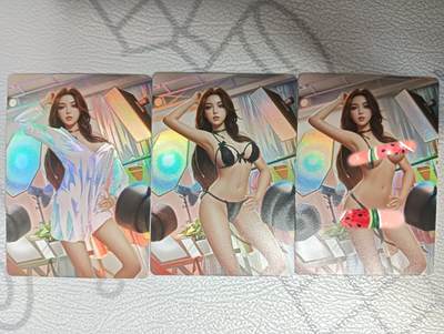 花开卡拍第32期（7月27号周日截拍，品控勿拍!!!拍品不寄存，运费5元，自制卡难免瑕疵，可能存在轻微撞角爆边等出厂瑕疵，品控介意勿拍！） - 鸡腿都市丽人 模特 彩闪三渐变