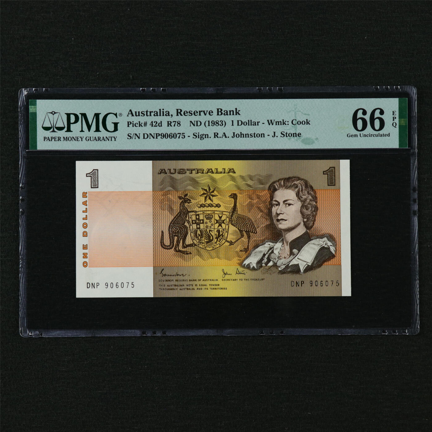 【亘邦集藏】第210期拍卖 1983年 澳大利亚1元 PMG 66EPQ DNP906075