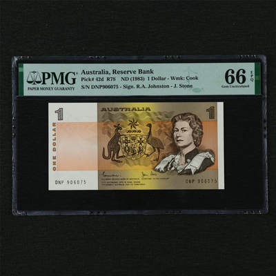 【亘邦集藏】第210期拍卖 - 1983年 澳大利亚1元 PMG 66EPQ DNP906075