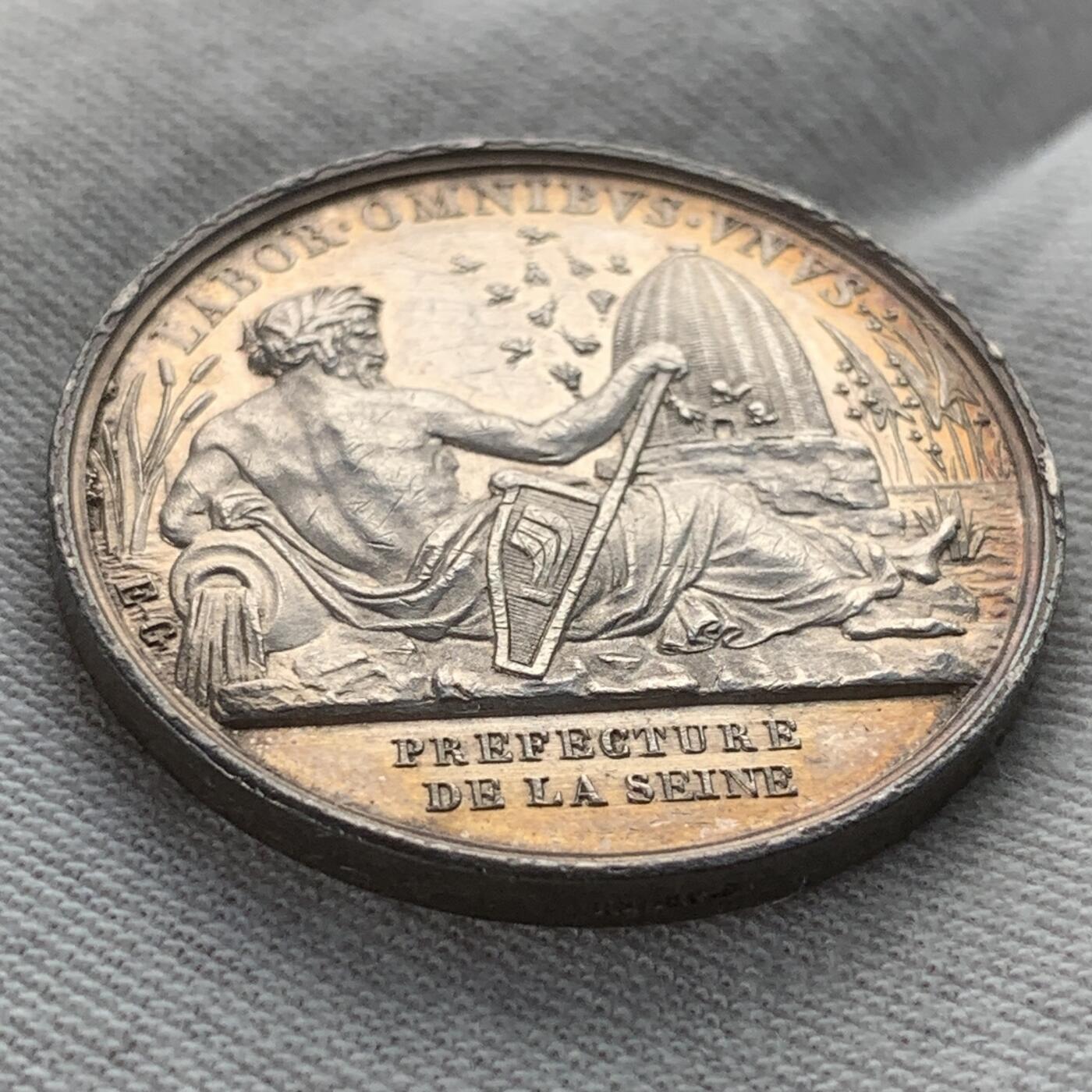 掌中浮雕-藏着的欧洲第032场 法国1845年塞纳圆形代币 , 32mm ,15.4g 