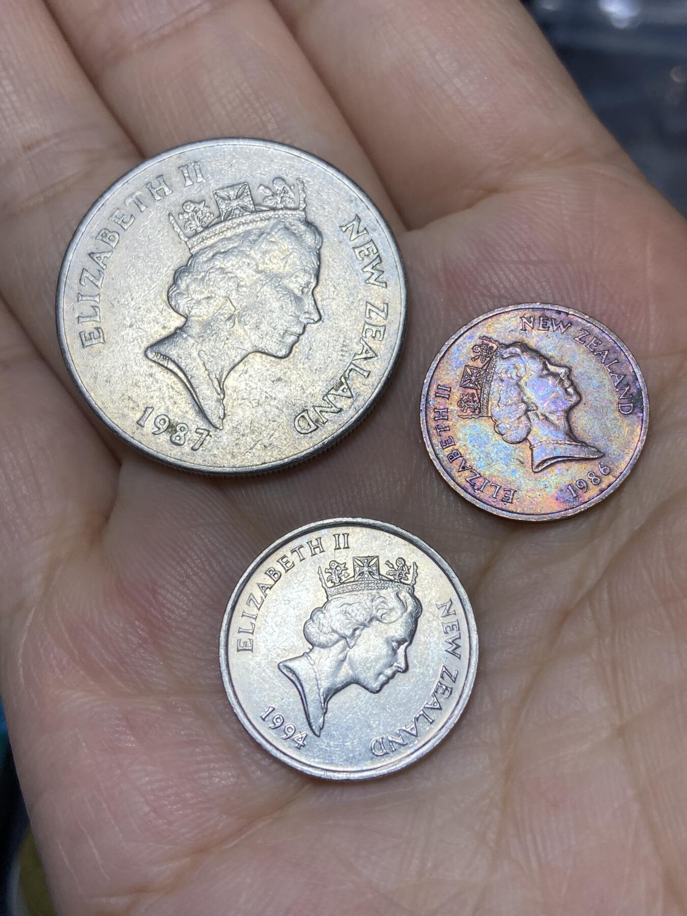 2025年第七十一场(总第九十七场）外国好品散币(免佣金) 新西兰🇳🇿3枚：1987年20分，1994年5分，1986年1分