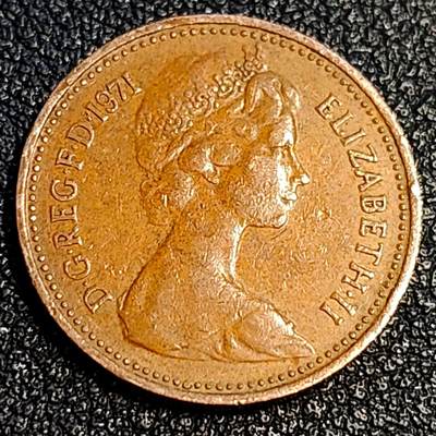 泉币菌-第64场-精品场 英国1971年1便士紫铜币 威斯敏斯特宫徽章 20.3mm