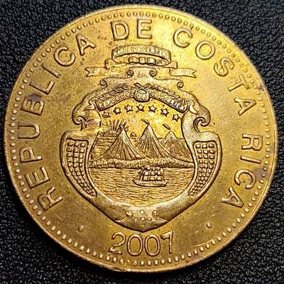 泉币菌-第63场-精品场 少见大尺寸 33毫米 哥斯达黎加500科朗 黄铜币 10.8克 三座活火山