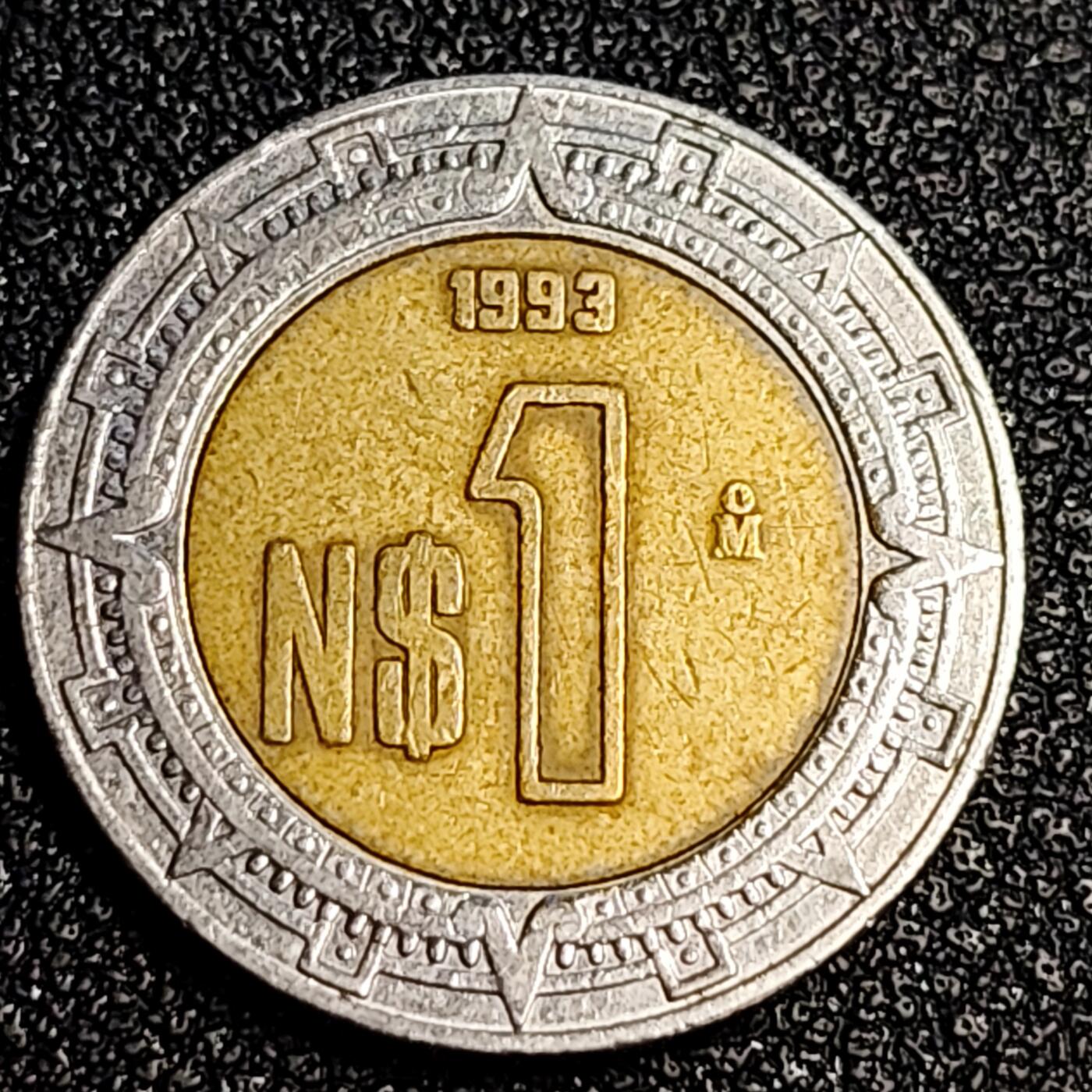 泉币菌-第64场-精品场 墨西哥1比索 双色币 鹰蛇图案 玛雅文化