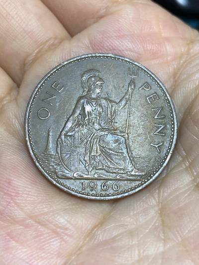 2025年第七十二场(总第九十八场）外国好品散币(免佣金) - 英国🇬🇧1966年1便士(伊丽莎白二世青年桂冠第二版)