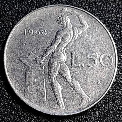 泉币菌-第64场-精品场（冲刺百粉，百粉继续福利） - 意大利 1968年 50里拉 锻冶之神 伍尔坎 24mm