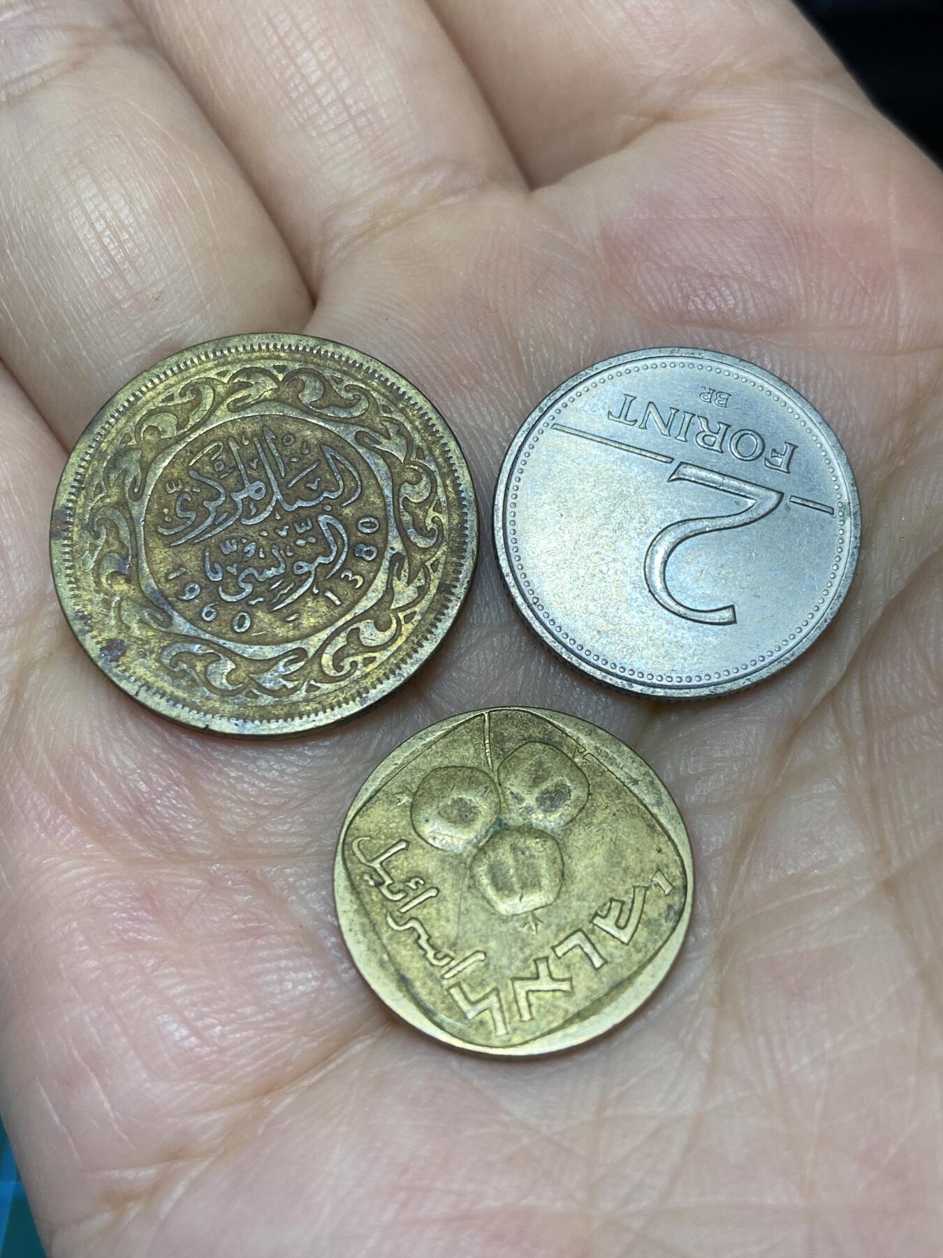 2025年第七十一场(总第九十七场）外国好品散币(免佣金) 3枚：突尼斯🇹🇳1960年20米利姆，以色列🇮🇱1971年5阿高洛，匈牙利1994年2福林