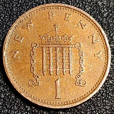 泉币菌-第64场-精品场 - 英国1971年1便士紫铜币 威斯敏斯特宫徽章 20.3mm