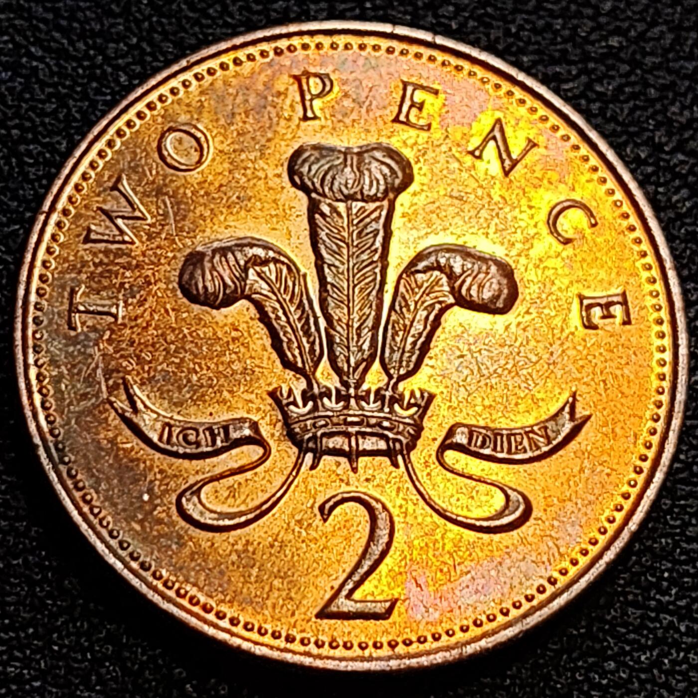 泉币菌-第63场-精品场 原铜光极美品 千禧年 英国2便士铜币 威尔士皇冠 25.9mm
