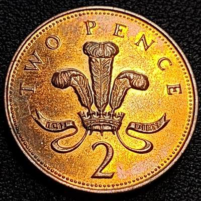 泉币菌-第63场-精品场 - 原铜光极美品 千禧年 英国2便士铜币 威尔士皇冠 25.9mm