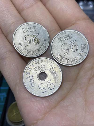 2025年第七十一场(总第九十七场）外国好品散币(免佣金) - 丹麦🇩🇰3枚：1953年、1960年、1967年25欧尔(三枚不同版)