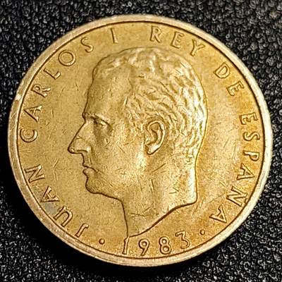 泉币菌-第64场-精品场 西班牙100比塞塔 双柱 卡洛斯一世国王 铜币 24.5mm 厚币