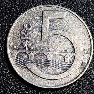 泉币菌-第64场-精品场 - 捷克5克朗硬币 1992年 双尾狮23mm 欧洲币