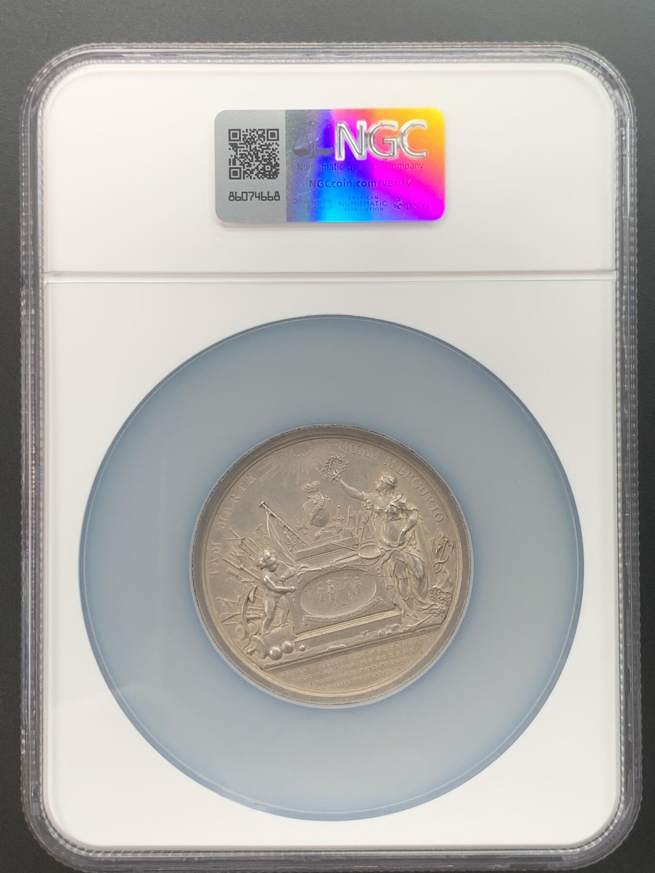 掌中浮雕-藏着的欧洲第032场 NGC MS61 ：1792年瑞典国王古斯塔夫三世遇刺镀银铜章，56mm