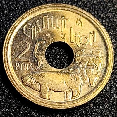 泉币菌-第64场-精品场（冲刺百粉，百粉继续福利） - 原铜光美品 西班牙1995年25比塞塔 卡斯蒂利亚和莱昂 19.5MM