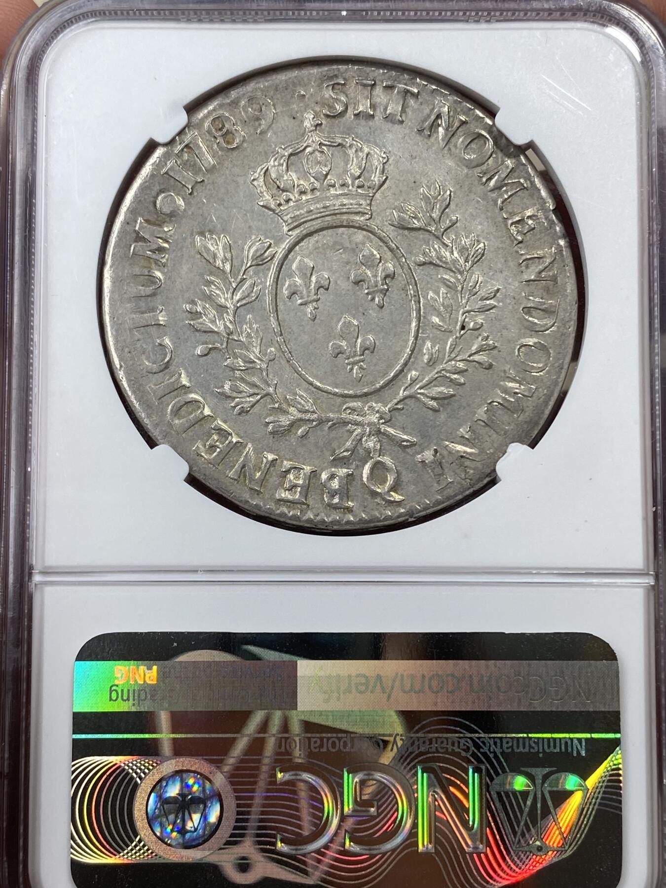 万国钱币拍卖第050期（万国五十期纪念大拍） NGC UNCD 1789年法国路易十六世1埃居大银 深打无减重痕难得