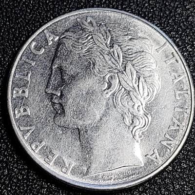 泉币菌-第64场-精品场 意大利1978年 早期100里拉 月亮和记忆女神密涅瓦 不锈钢币 27.8mm