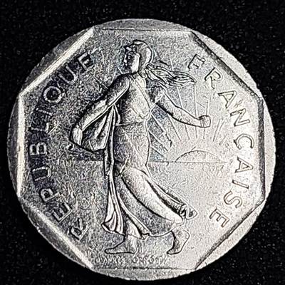 泉币菌-第64场-精品场 法国早期（1981年）2法郎镍币  播种女神 入欧前 末版 绝版币 26mm