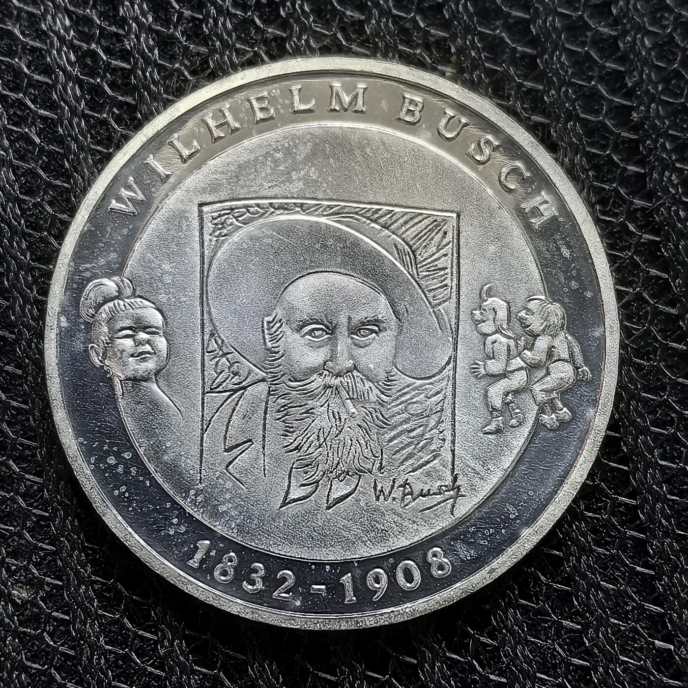 道一币馆币章第一百三十九场 德国2007年威廉·布施诞辰175周年10欧元纪念银币  18g 925S 