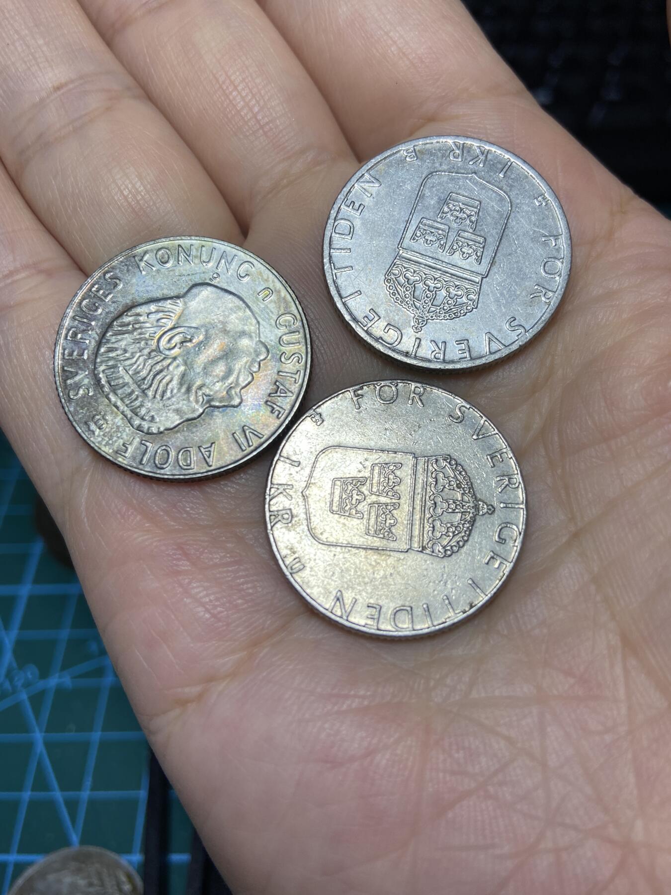 2025年第七十一场(总第九十七场）外国好品散币(免佣金) 瑞典🇸🇪3枚：1973年、1980年(U标)、2000年(B标)1克朗(三枚不同版本)