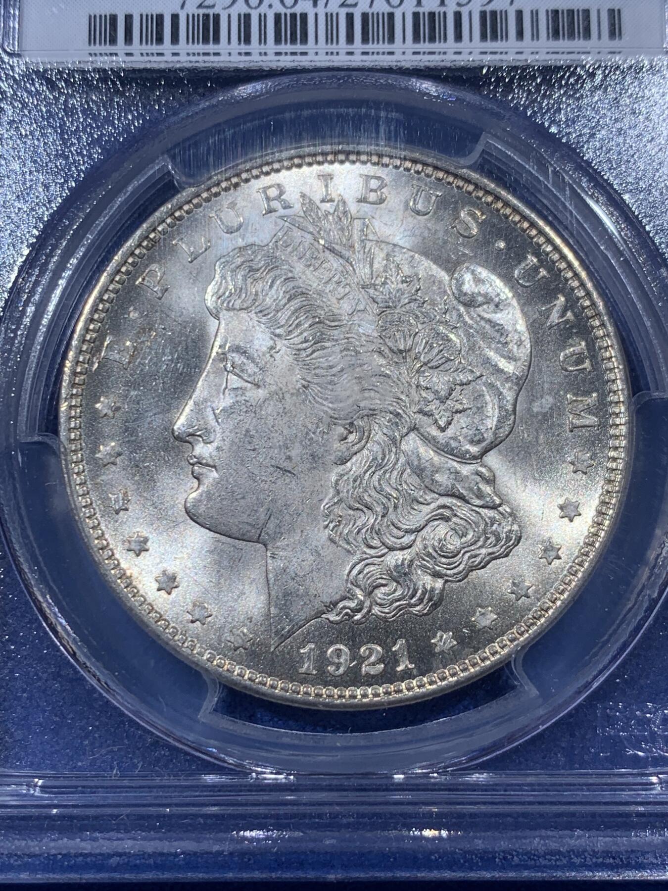 《竞宝斋》第405场 周日，周一，2场连拍 （全场包邮） PCGS MS64 美国1921年摩根一美元银币