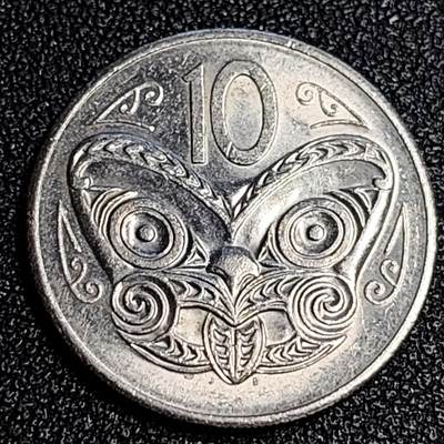泉币菌-第64场-精品场 -  英属新西兰 10分硬币 毛利人面具 伊丽莎白二世 女王24mm