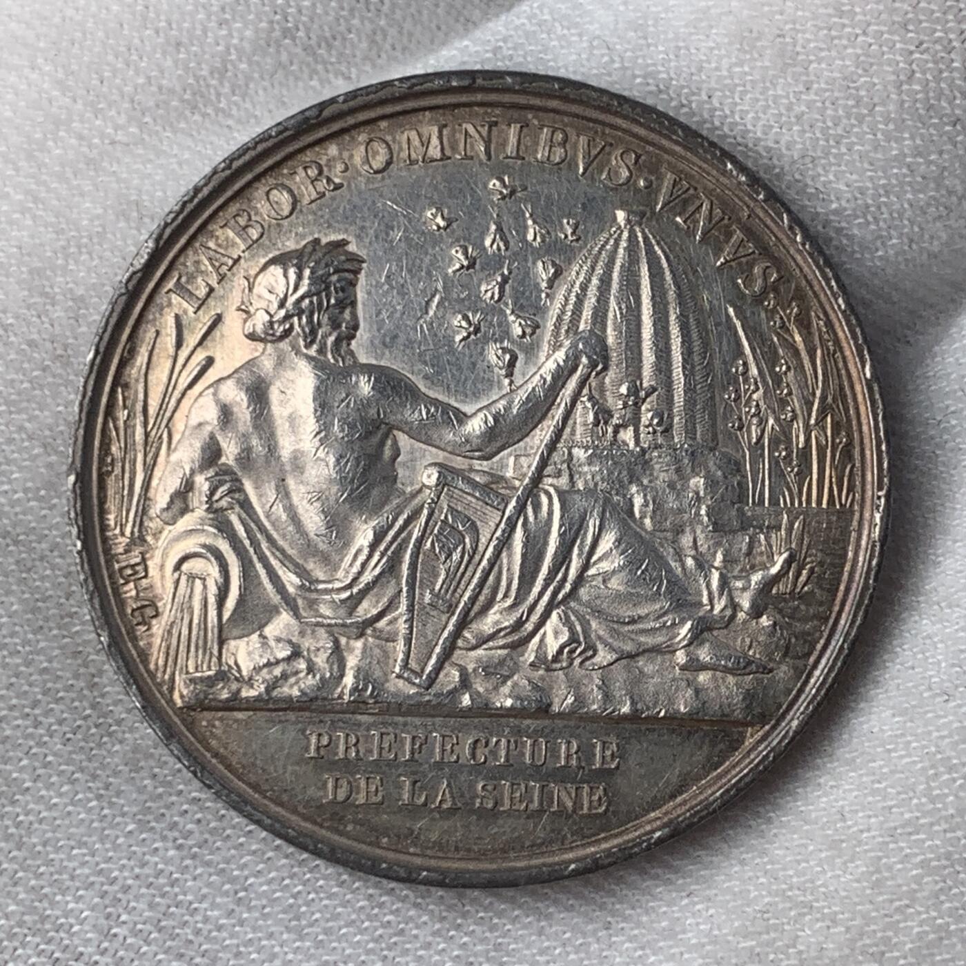 掌中浮雕-藏着的欧洲第032场 法国1845年塞纳圆形代币 , 32mm ,15.4g 