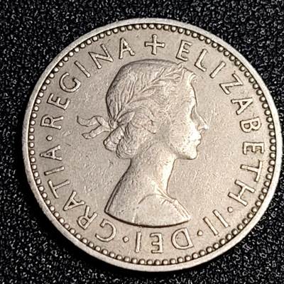 泉币菌-第64场-精品场 英国1955年1先令铜镍币 三师纹章 伊丽莎白二世女王 英格兰版 23.5mm 