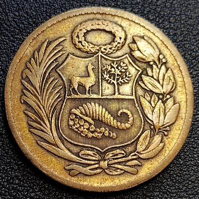 泉币菌-第63场-精品场 大铜币 秘鲁1957年1索尔大铜币 骆马金鸡纳树 33mm